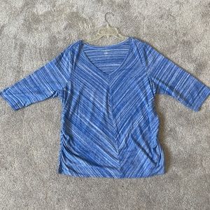 Sky blue striped v-neck top